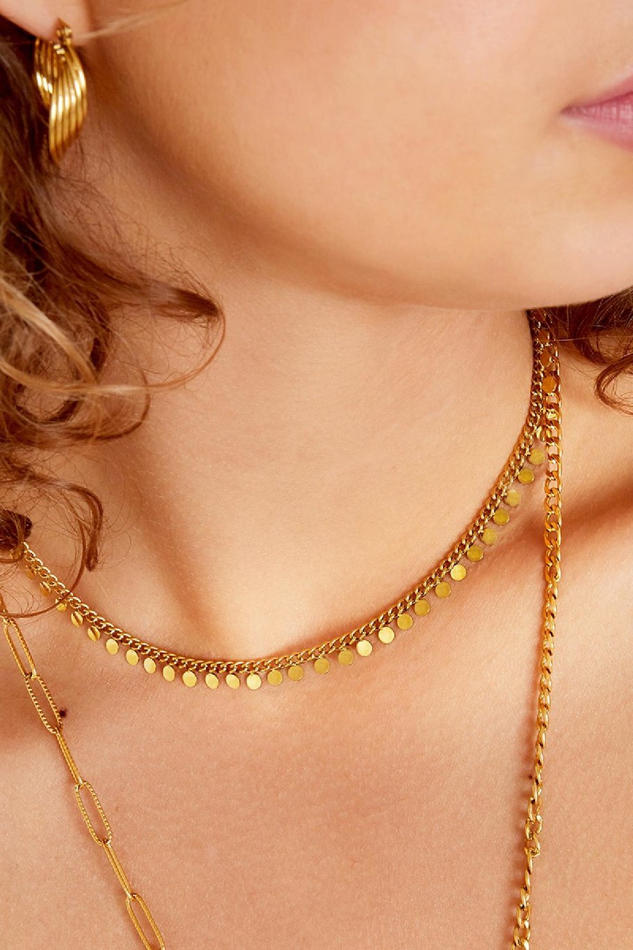 Stainless steel necklace circles Gold color Picture3
